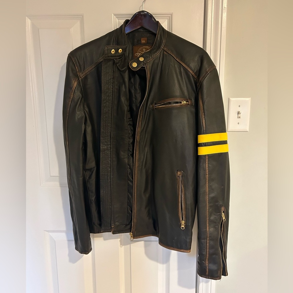 Vintage/ distressed Cafe Racer motorcycle jacket Leather.